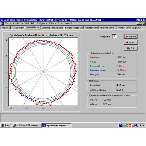 Příklad vyhodnoceného výsledku měření  (stacionární počítač)  - - - Example of a screen showing measurements results (stationary computer)